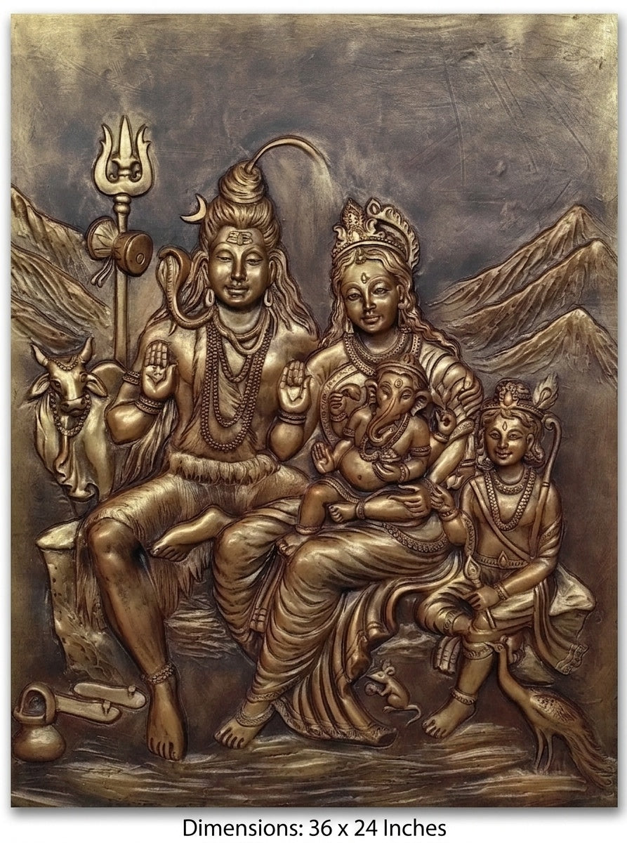 Shiva Parivar Divine Family 3D Relief Mural Wall Art - Studio Detail