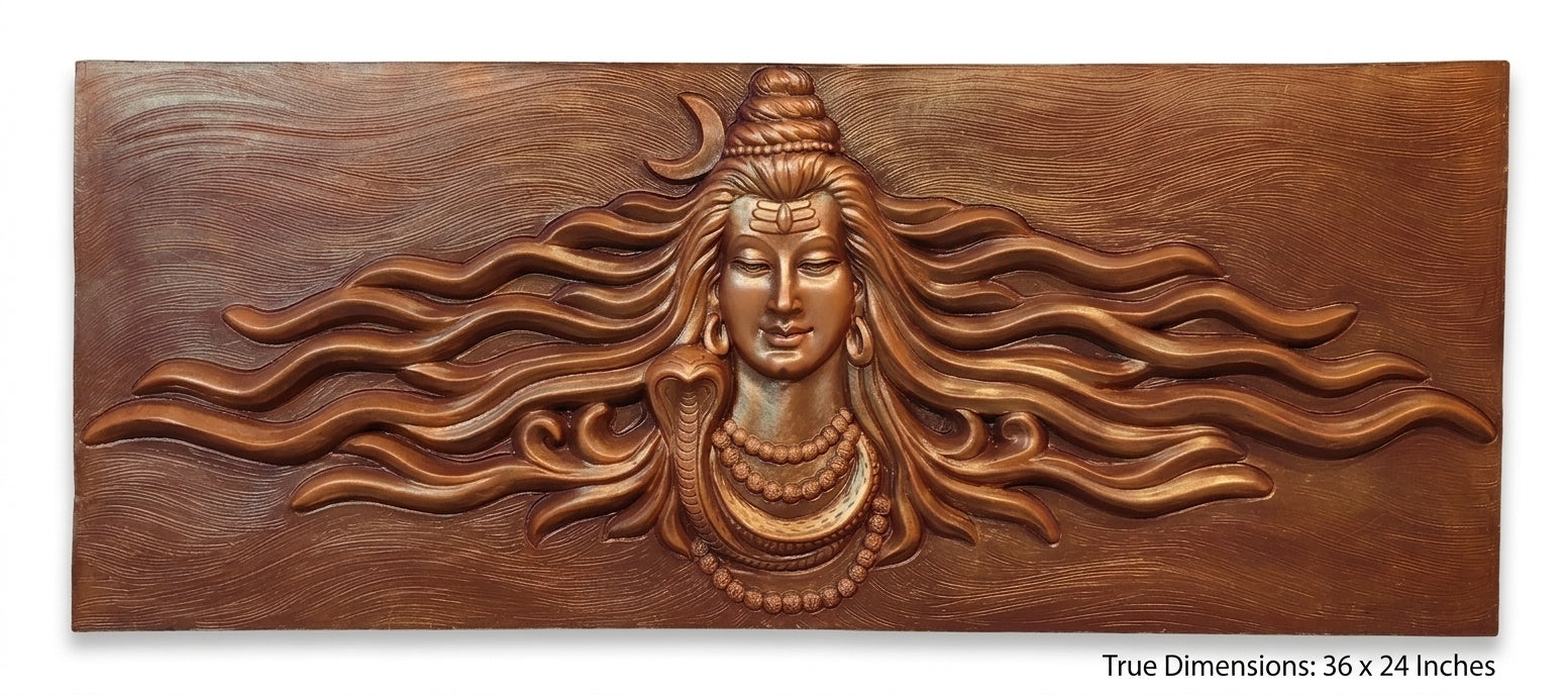 Lord Shiva 3D Relief Mural Wall Art Panel - Studio Detail