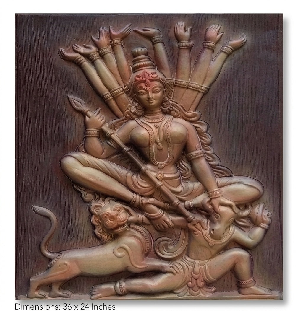 Mahishasura Mardini Durga 3D Relief Wall Art Panel - Studio Detail