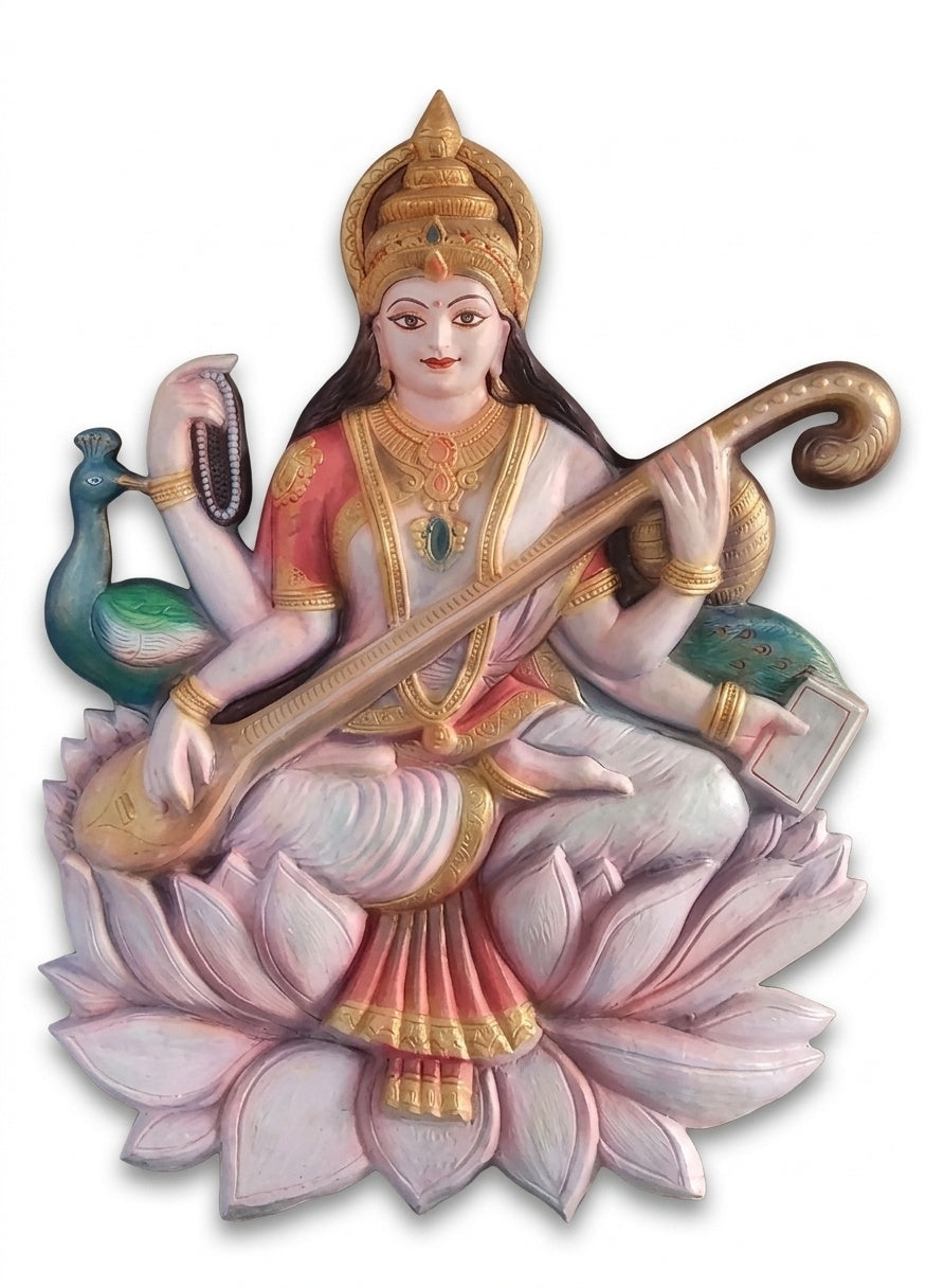 Goddess Saraswati 3D Relief Mural Wall Art Panel - Studio Detail