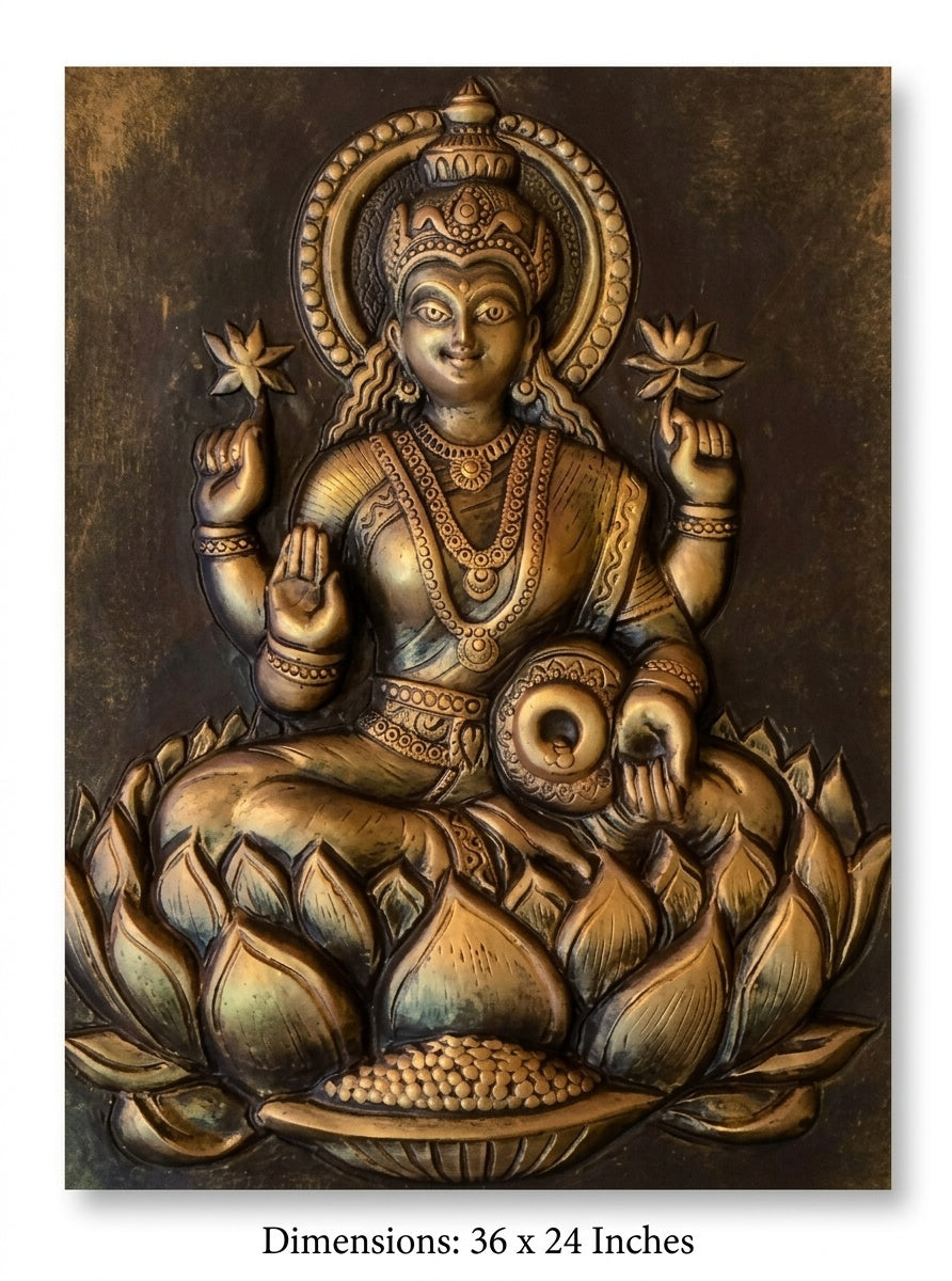 Goddess Lakshmi 3D Relief Wall Art Panel - Studio Detail