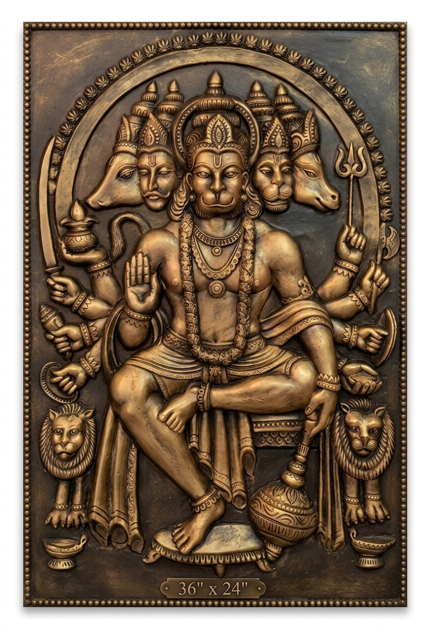 Panchamukhi Hanuman 3D Relief Sculpture Panel - Studio Detail