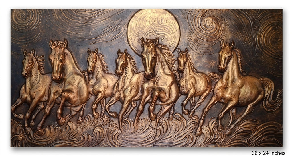 Seven Running Horses 3D Relief Mural Wall Art - Studio Detail