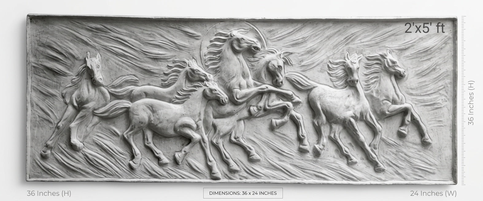 Seven Running Horses 3D Relief Sculpture Mural Panel - Studio Detail