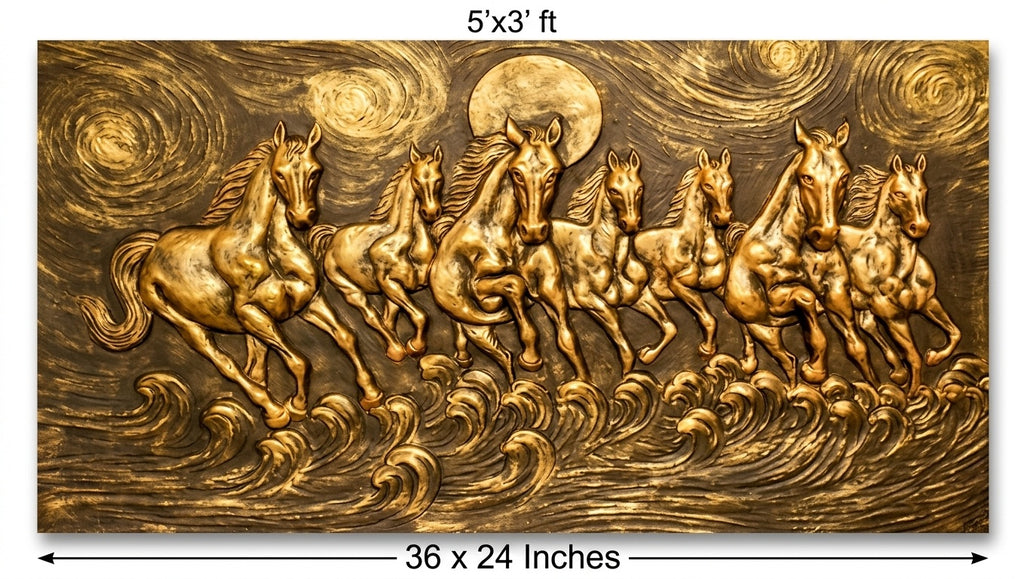Seven Running Horses 3D Relief Mural Wall Art - Studio Detail