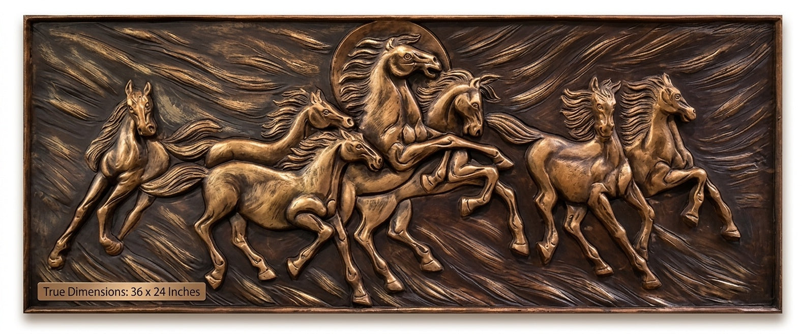 Seven Galloping Horses 3D Relief Wall Art Panel - Studio Detail