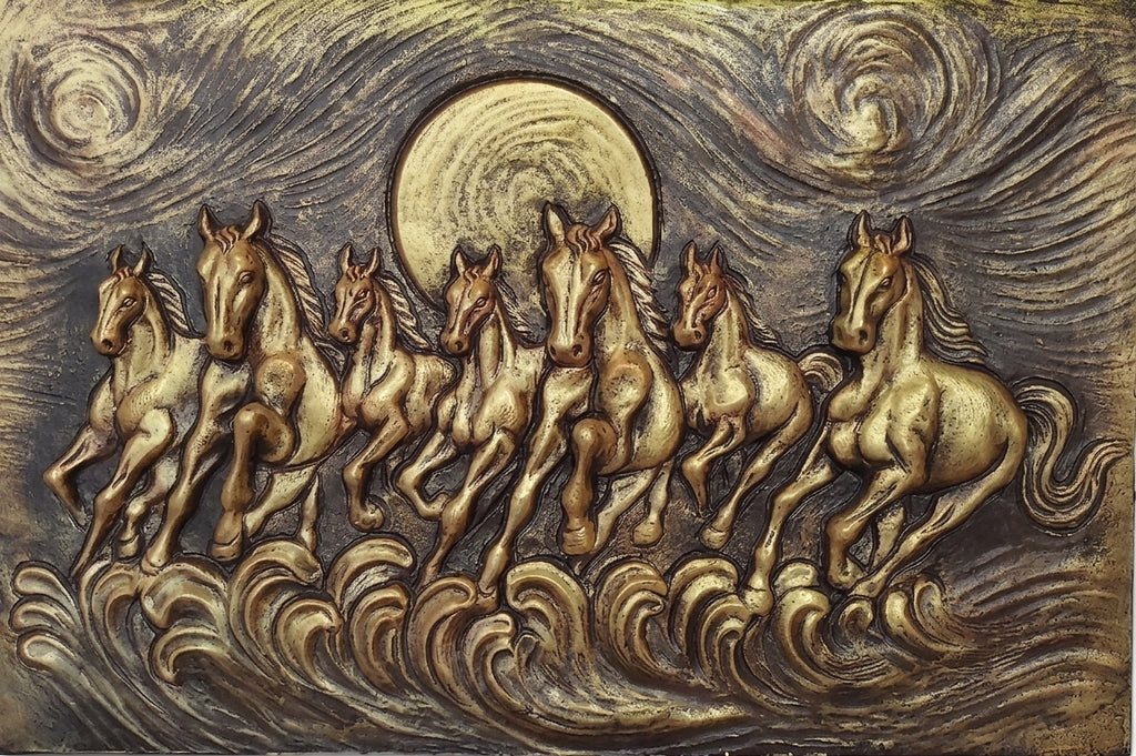 Seven Running Horses 3D Relief Mural Panel - Studio Detail