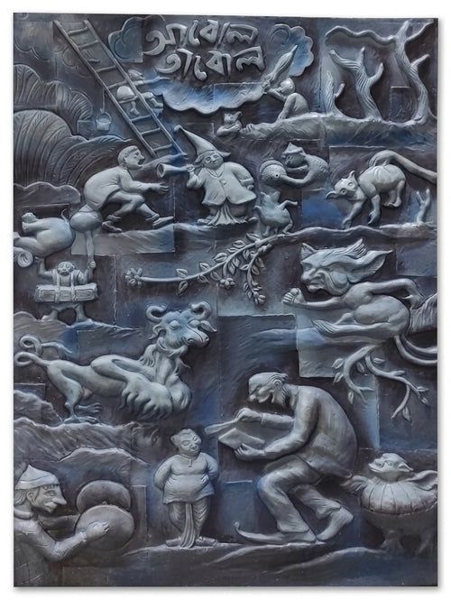 Abol Tabol Bengali Literature 3D Relief Sculpture Panel - Studio Detail