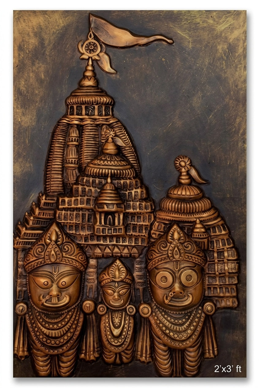 Shree Jagannath Dham & Trinity 3D Relief Mural Wall Art - Studio Detail