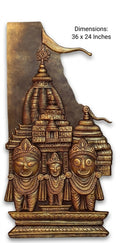 Lord Jagannath, Balabhadra, and Subhadra with Puri Temple 3D Relief Wall Art - Studio Detail