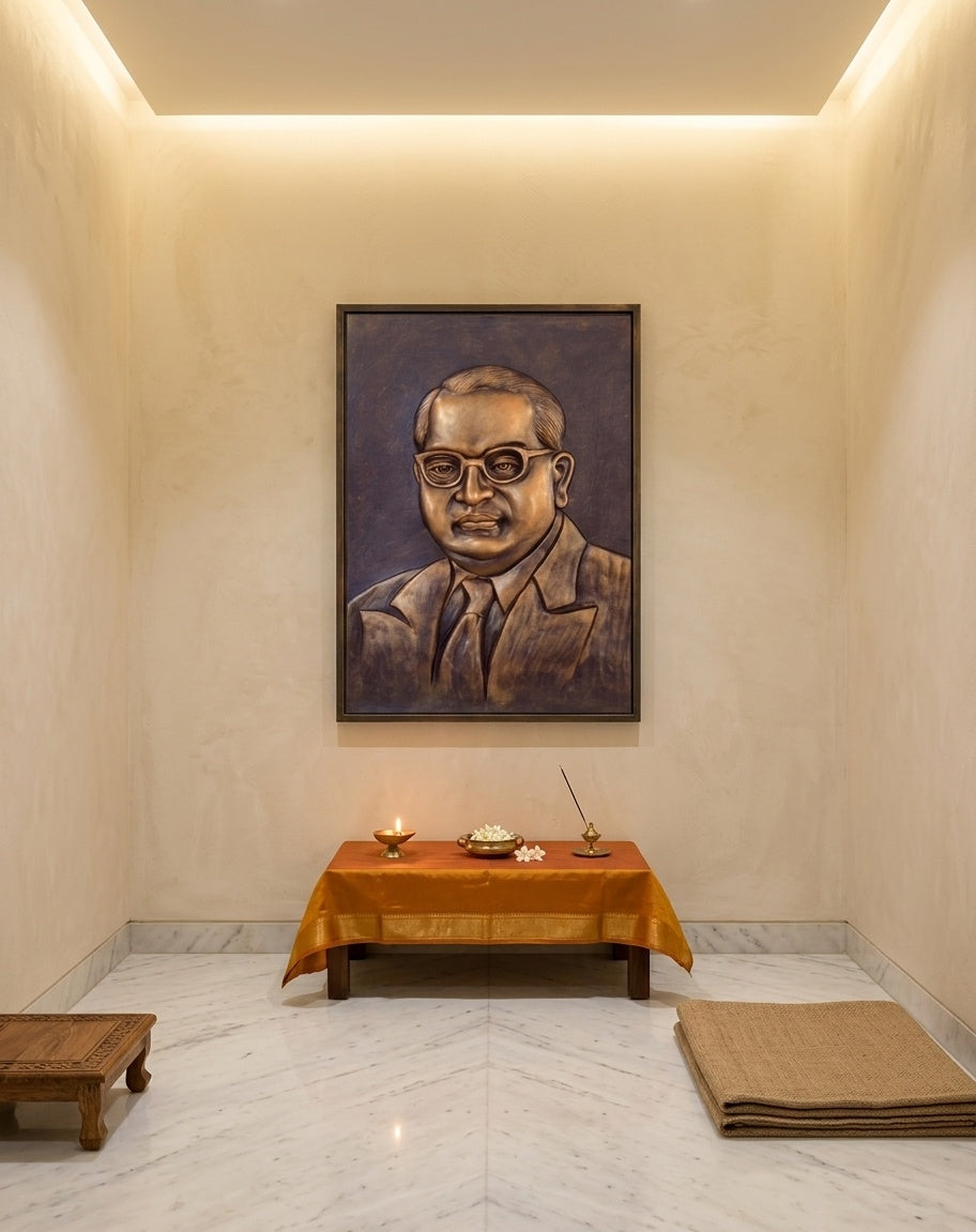 Dr. B.R. Ambedkar 3D Relief Sculpture Portrait Wall Art - Room Mockup 2