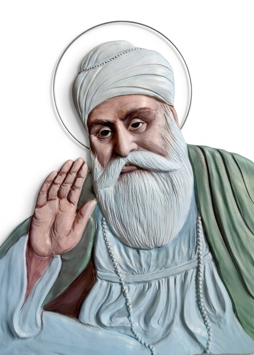 Guru Nanak Dev Ji Blessing 3D Relief Wall Art Panel - Studio Detail