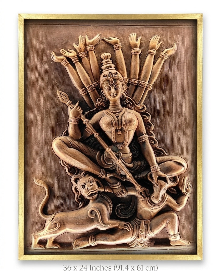 Durga Mahishasuramardini 3D Relief Wall Art Panel - Studio Detail