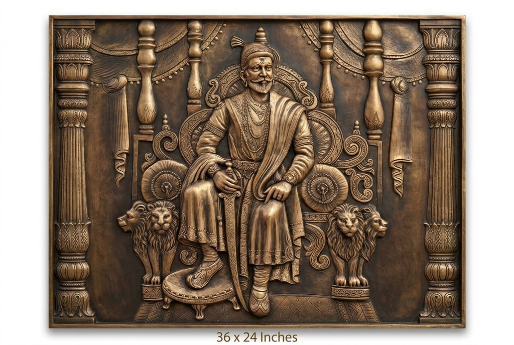Chhatrapati Shivaji Maharaj Throne 3D Relief Mural Wall Art - Studio Detail