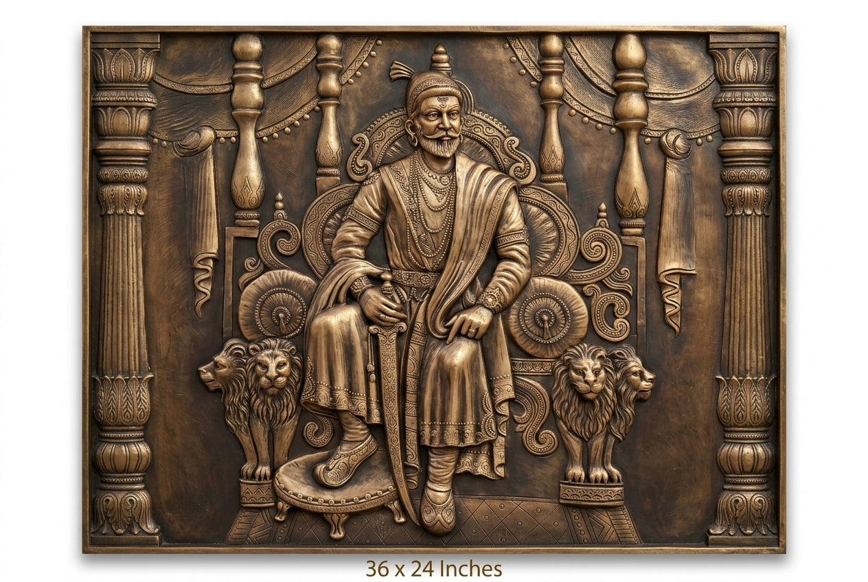 Chhatrapati Shivaji Maharaj Throne 3D Relief Mural Wall Art - Studio Detail
