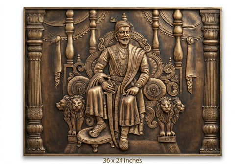Chhatrapati Shivaji Maharaj Throne 3D Relief Mural Wall Art - Studio Detail
