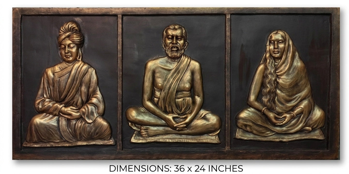 Ramakrishna, Sarada Devi, and Swami Vivekananda 3D Relief Wall Art Panel - Studio Detail