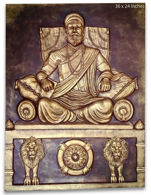 Chhatrapati Shivaji Maharaj on Throne 3D Relief Mural Wall Art - Studio Detail