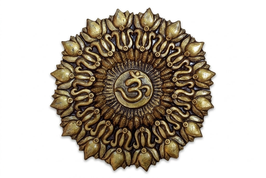 Divine Om Mandala 3D Relief Wall Art Panel - Studio Detail