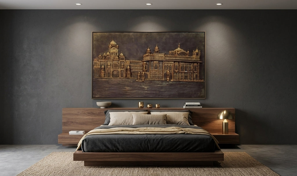 Sri Harmandir Sahib (Golden Temple) 3D Relief Mural Wall Art - Room Mockup 3