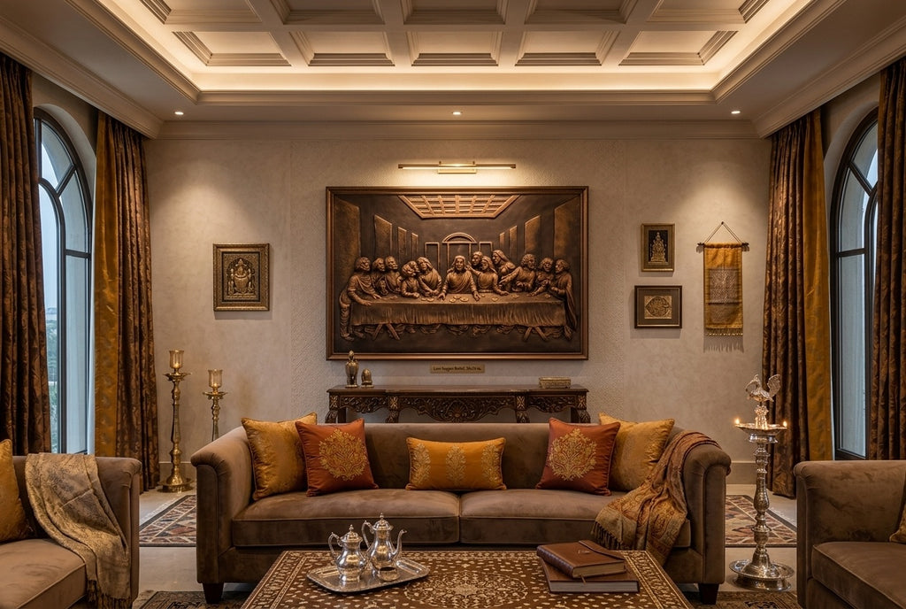 The Last Supper 3D Relief Sculpture Wall Art - Room Mockup 1