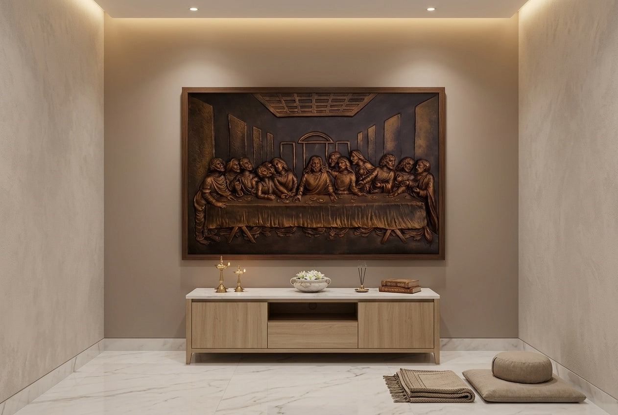 The Last Supper 3D Relief Sculpture Wall Art - Room Mockup 2