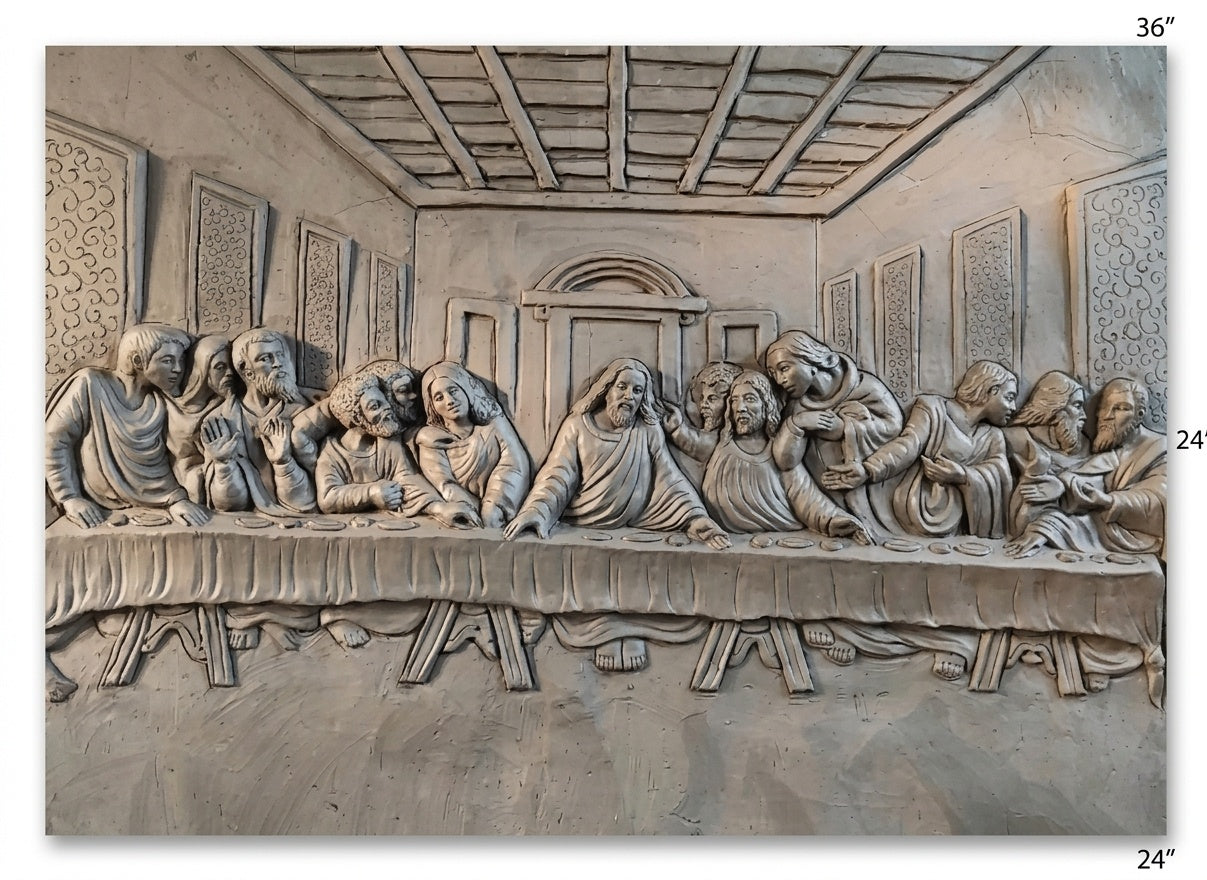 The Last Supper 3D Relief Wall Art Panel (Clay Finish) - Studio Detail