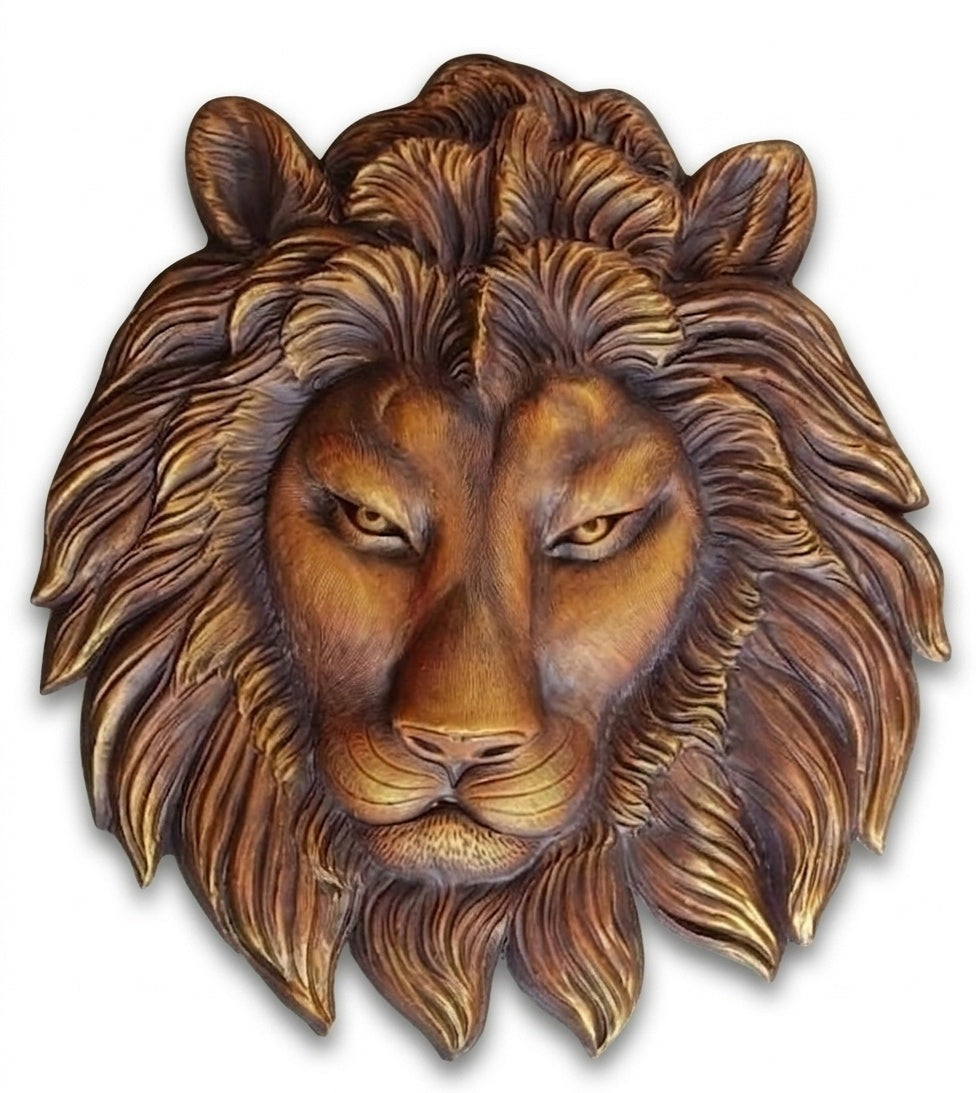 Regal Lion Face 3D Relief Wall Art Sculpture - Studio Detail