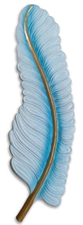 Elegant Blue and Gold Feather 3D Relief Wall Sculpture - Studio Detail