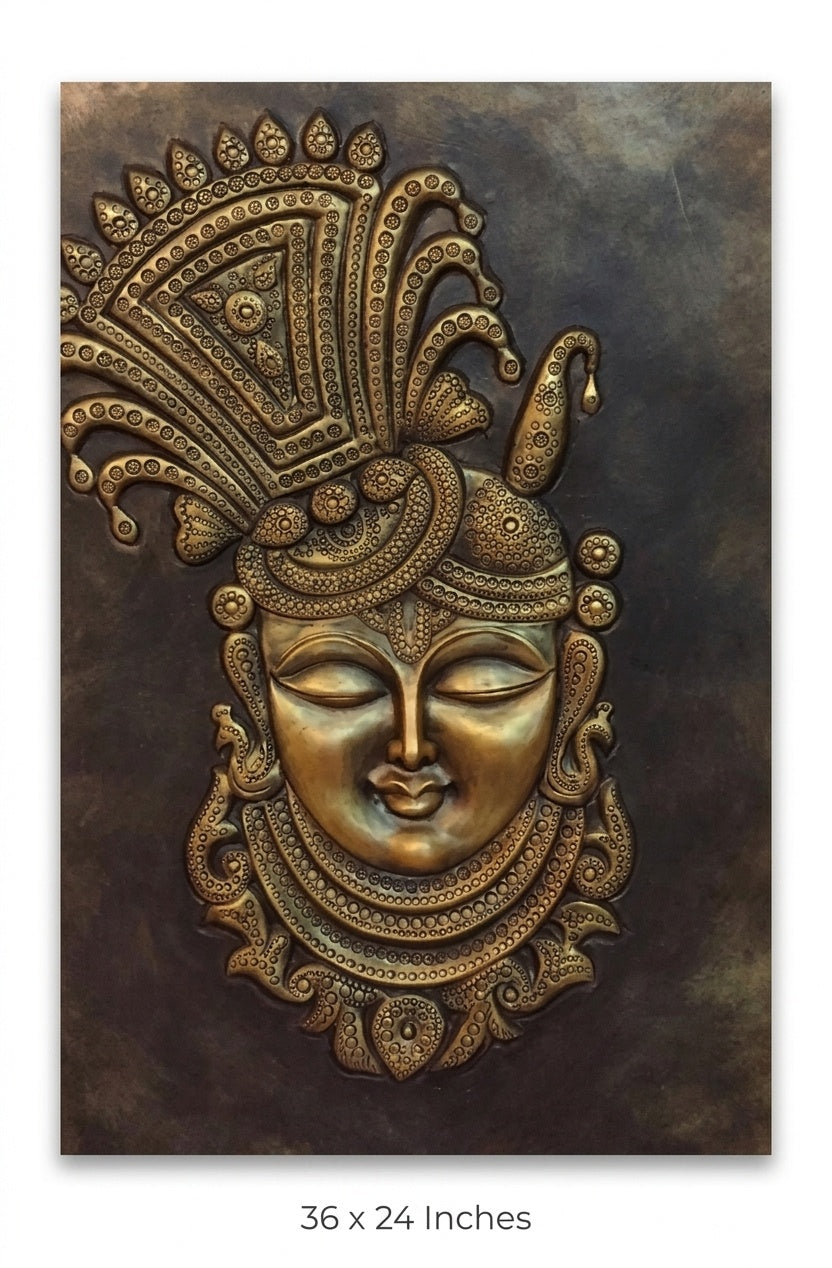 Divine Lord Krishna 3D Relief Sculpture Wall Art Panel - Studio Detail