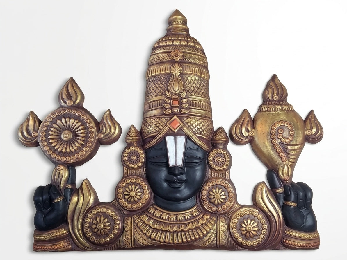 Lord Venkateswara Balaji with Shankha and Chakra 3D Relief Wall Art - Studio Detail
