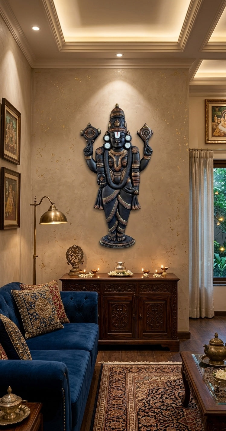 Lord Venkateswara Balaji 3D Relief Mural Wall Art - Room Mockup 1