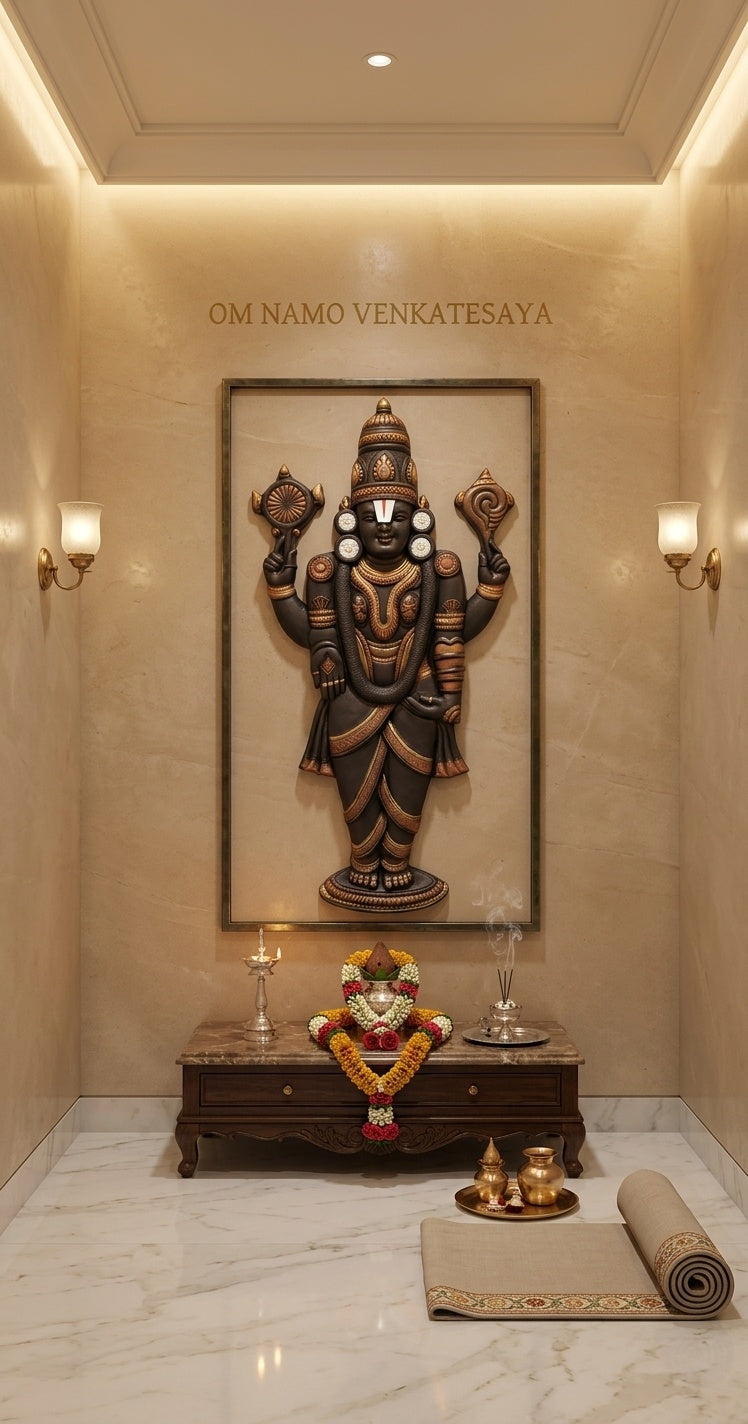Lord Venkateswara Balaji 3D Relief Mural Wall Art - Room Mockup 2