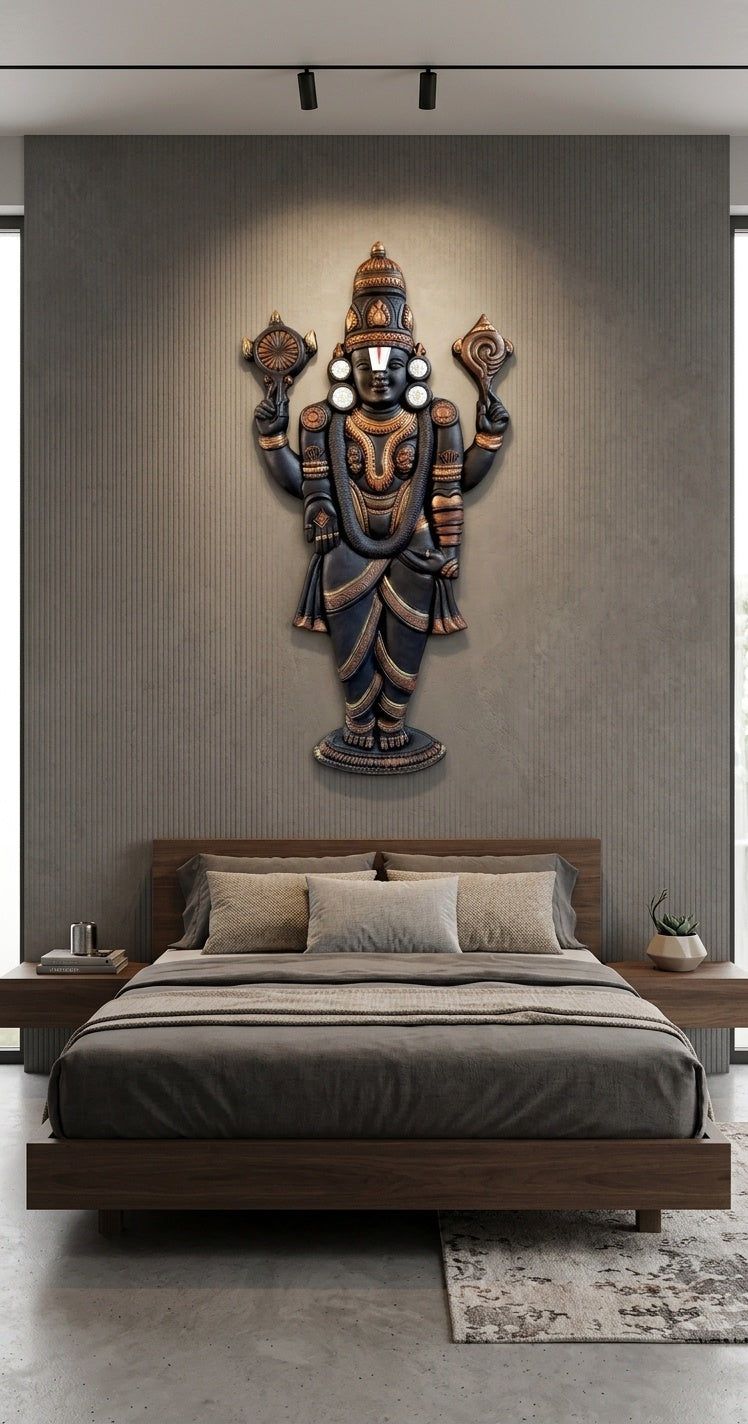 Lord Venkateswara Balaji 3D Relief Mural Wall Art - Room Mockup 3