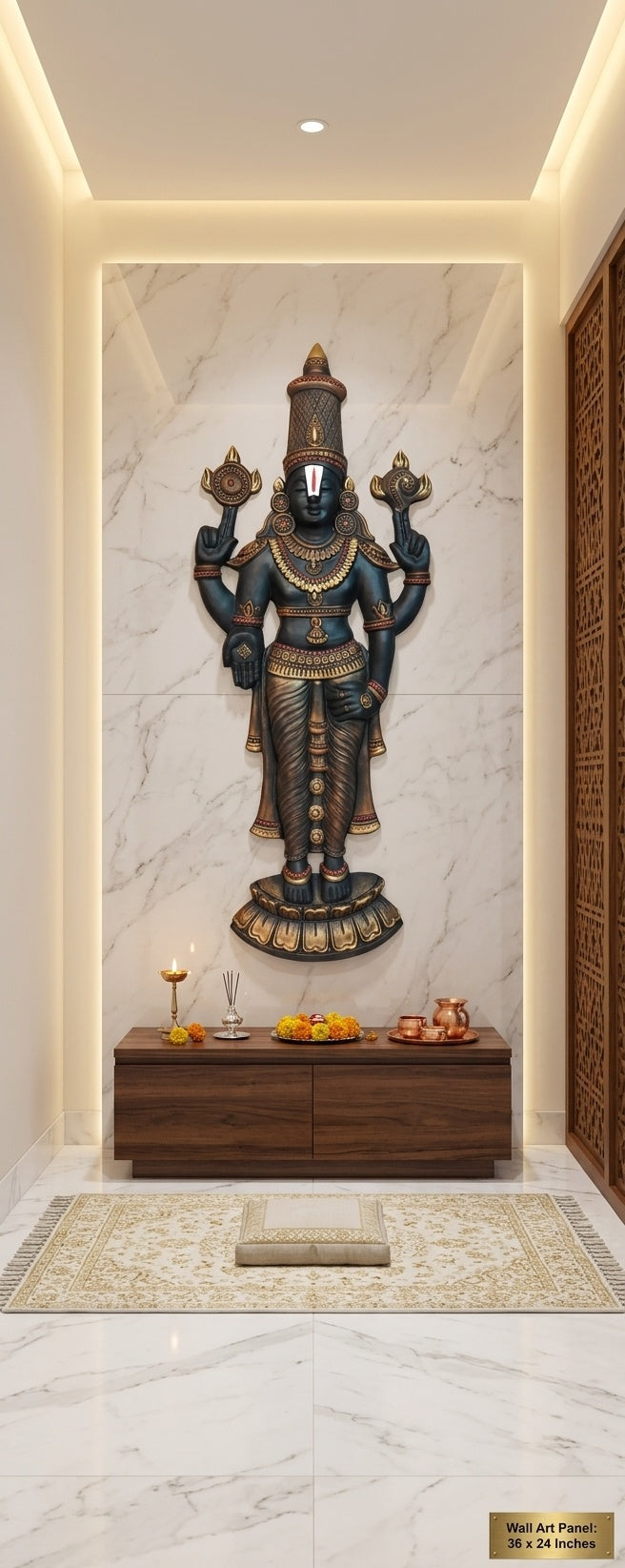 Lord Venkateswara Balaji 3D Relief Wall Art Panel - Room Mockup 2