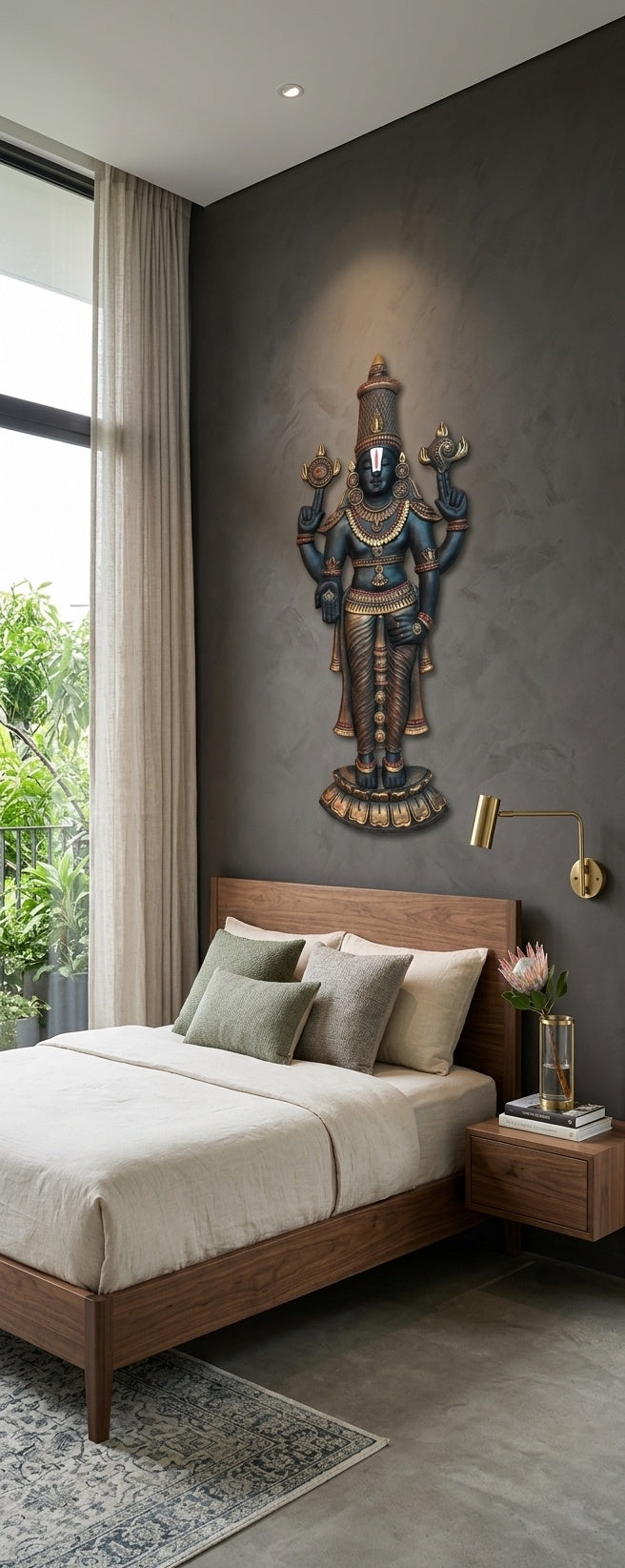 Lord Venkateswara Balaji 3D Relief Wall Art Panel - Room Mockup 3