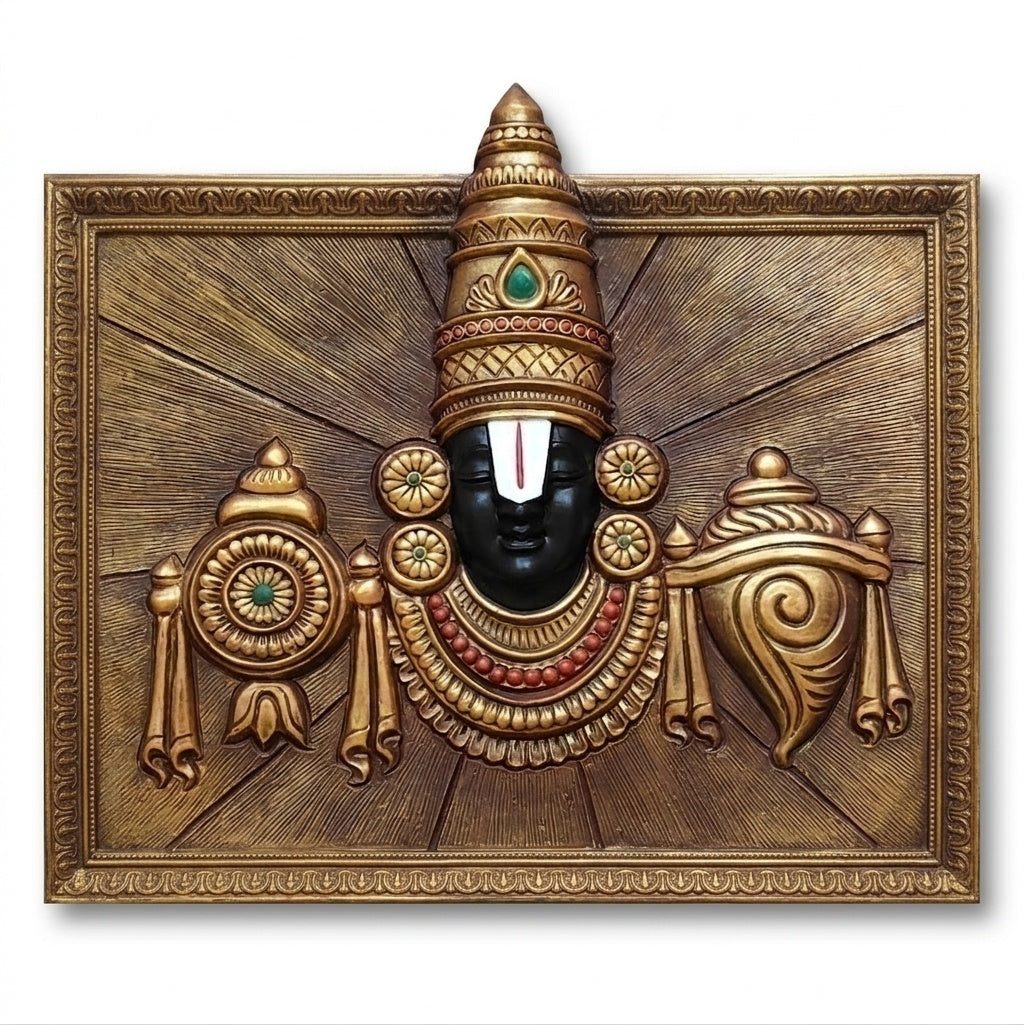 Lord Venkateswara Balaji with Shankh and Chakra 3D Relief Circular Wall Art - Studio Detail