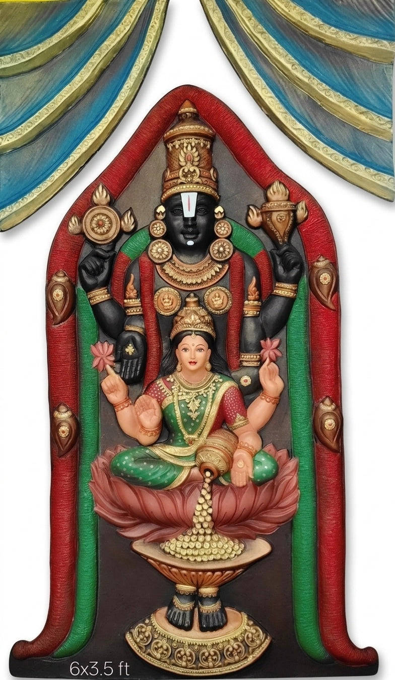 Lord Venkateswara Balaji and Goddess Lakshmi 3D Relief Sculpture Wall Art Panel - Studio Detail