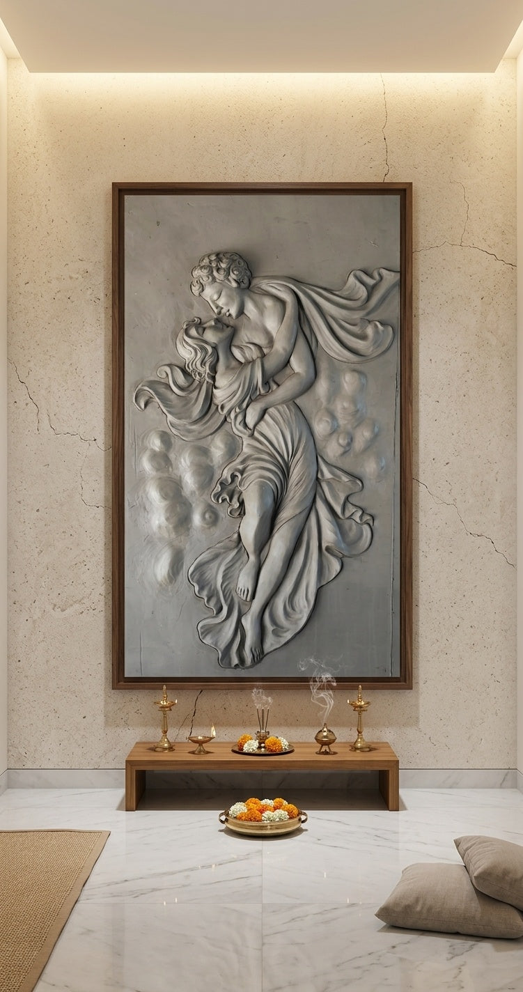 Eternal Lovers Classical 3D Relief Sculpture Panel - Room Mockup 2