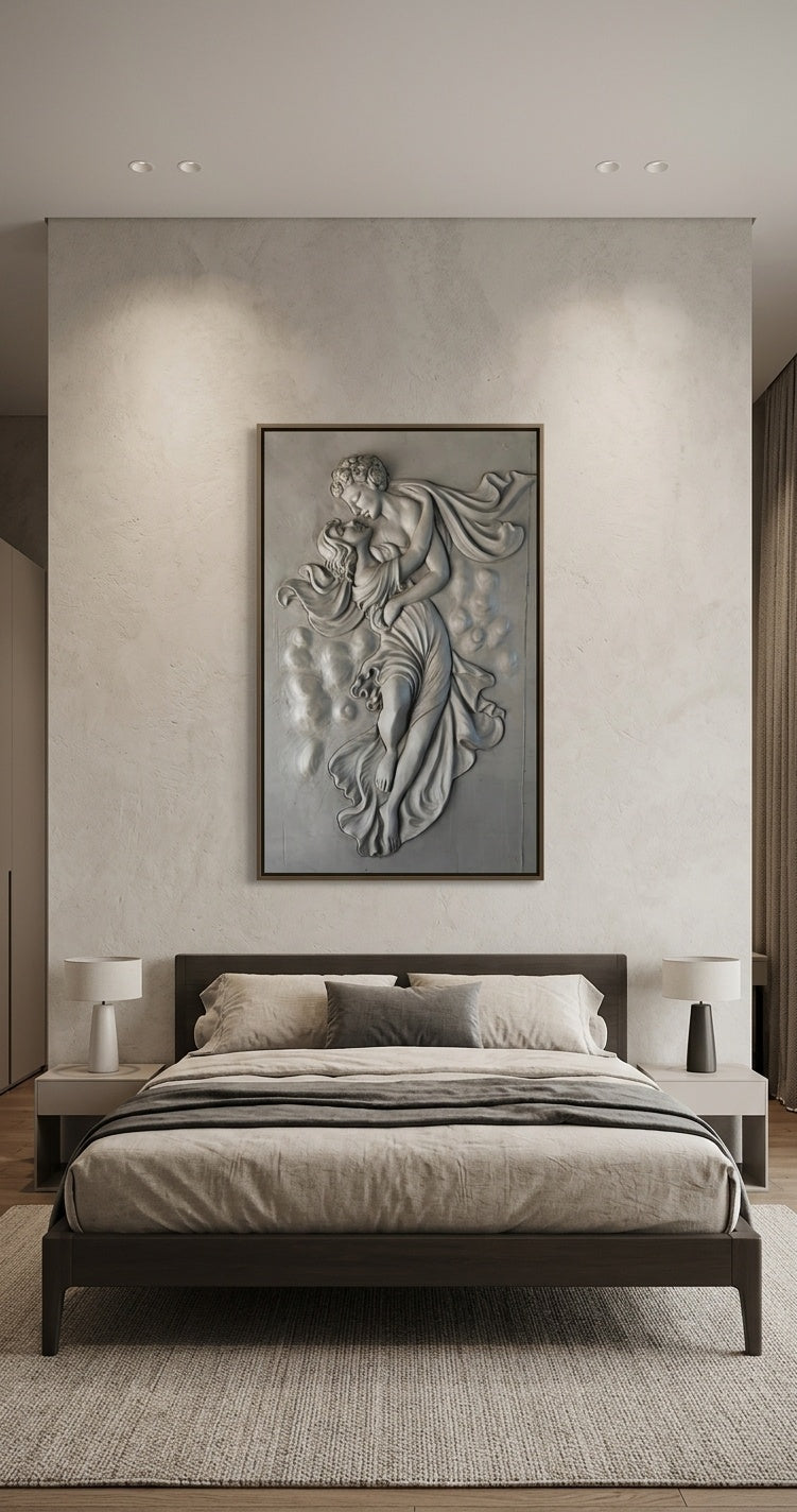 Eternal Lovers Classical 3D Relief Sculpture Panel - Room Mockup 3