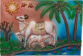Kamadhenu Cow and Calf 3D Relief Wall Art Panel - Studio Detail