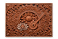 Saraswati Veena & Lotus Terracotta 3D Relief Wall Art - Studio Detail
