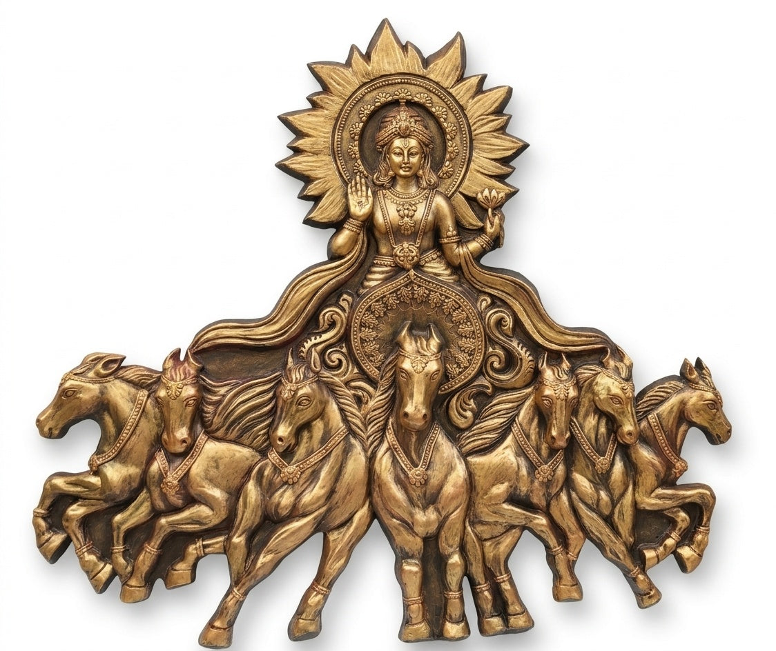 Lord Surya Dev Chariot with 7 Horses 3D Relief Mural - Studio Detail