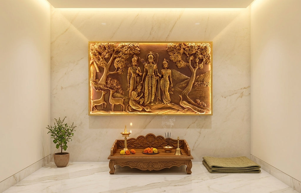 Ram Darbar Forest Exile (Vanvas) 3D Relief Mural Wall Art - Room Mockup 2