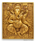 Divine Ganesha Golden 3D Relief Mural Wall Art Panel - Studio Detail