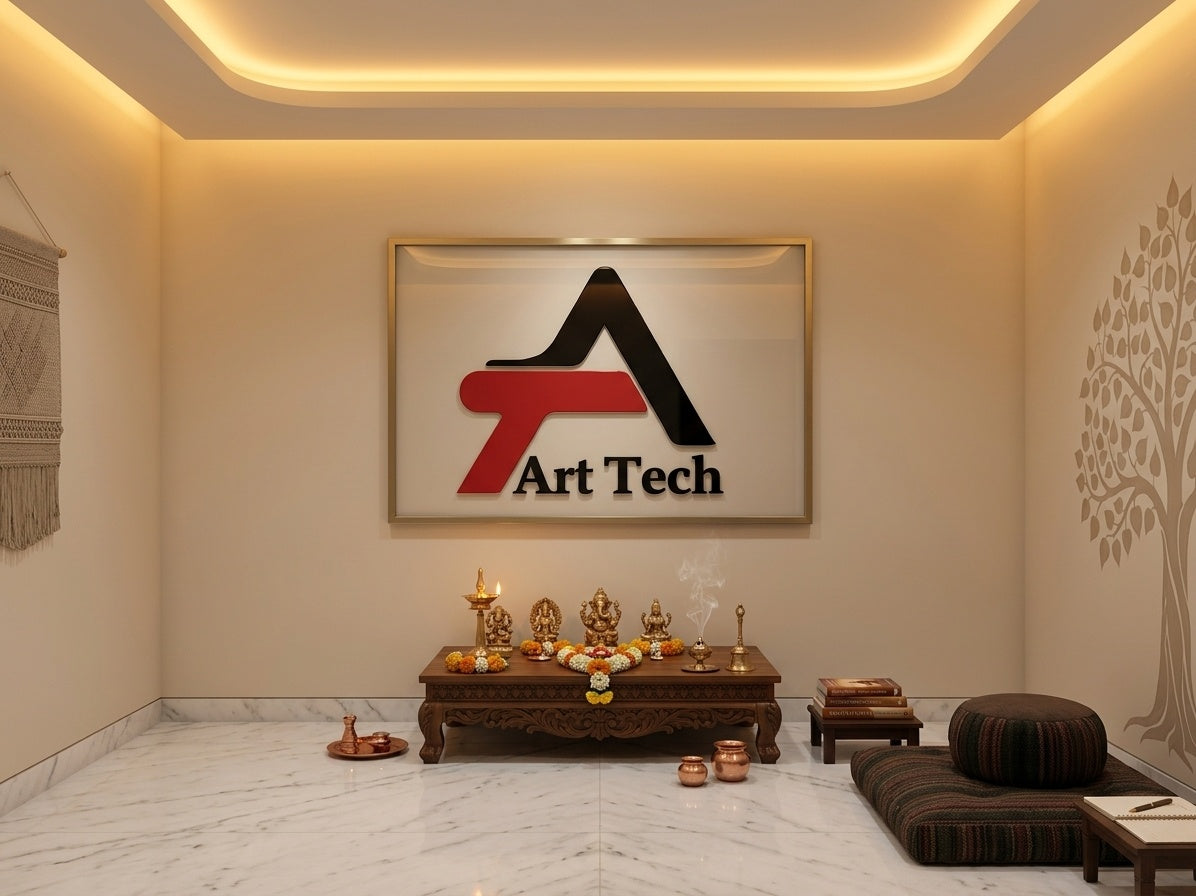 Custom Art Tech 3D Logo Wall Sign - Room Mockup 2