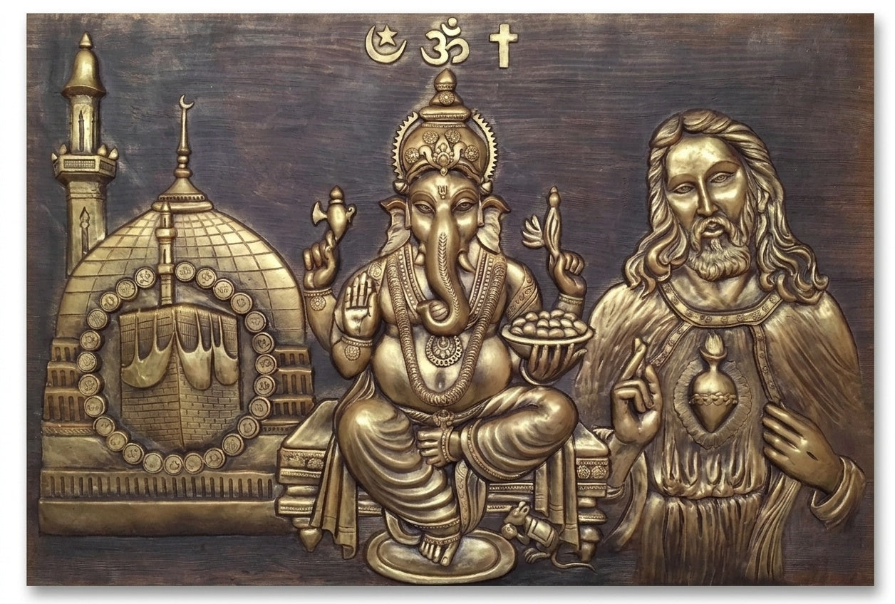 Sarva Dharma Interfaith Harmony 3D Relief Mural - Studio Detail