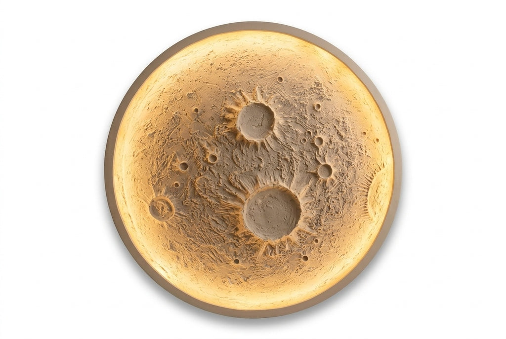 3D Backlit Moon Relief Sculpture Wall Art - Studio Detail